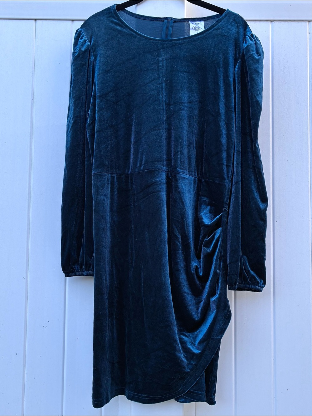 Serra Women’s Dress Velvet Stretchy Teal Long Sleeve Casual Pullover NWT Sz M